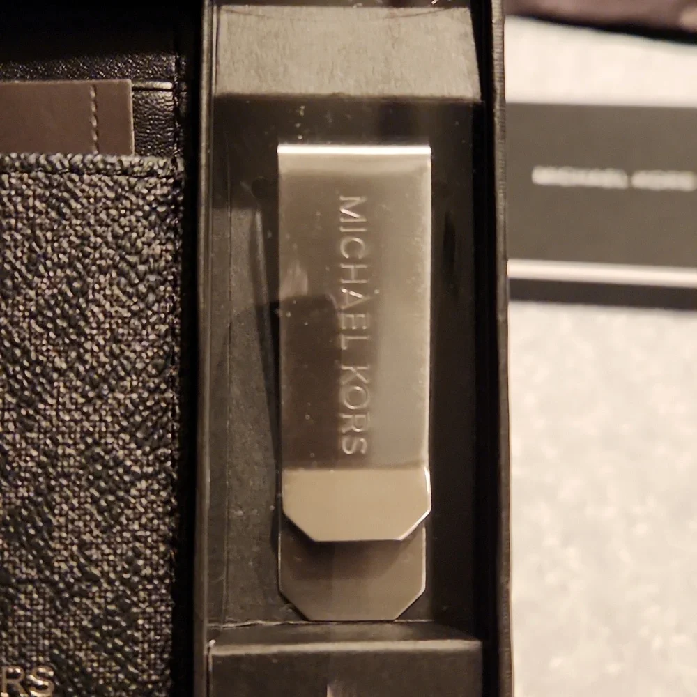 Men's Black Michael Kors Card Holder& Money Clip In Box